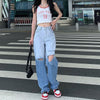 Women's Ripped Bodycon Jeans woman Patchwork Harajuku Aesthetic Pants Jeans for women High Waisted Denim Jeans