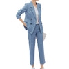 Women's Set Autumn Winter Long Sleeve Blazer Pants Women Sets two Breasted Jacket Formal Suit  2 Pieces Sets Suit Office Lady