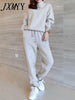 Women's Sets 2023 Autumn Winter Woolen And Cashmere Knitted Warm Suit O Collar Sweater + Harem Pants Loose Style Two-Piece Sets