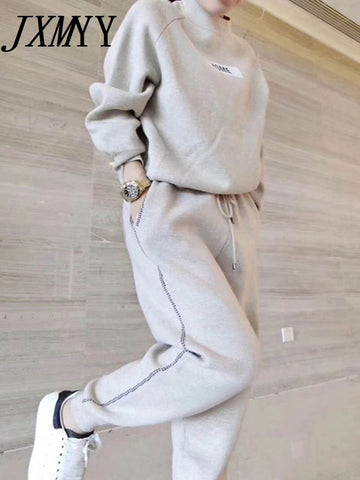 Women's Sets 2023 Autumn Winter Woolen And Cashmere Knitted Warm Suit O Collar Sweater + Harem Pants Loose Style Two-Piece Sets