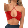 Women's Sexy Criss Cross Lace Up Sling Basic Bow Tie Crop Top