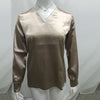Women's Sexy Deep V Neck Satin Blouse Shirt Casual Long Sleeve Button Slim Blouses Office Lady Shirt Elegant Shirts Tops