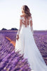 Women's Sexy Party Dinner Dresses White Long-sleeve Perspective Lace Wedding  Slim High Waist Big Swing Ladies Long Dress