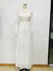 Women's Sexy Party Dinner Dresses White Long-sleeve Perspective Lace Wedding  Slim High Waist Big Swing Ladies Long Dress