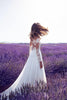 Women's Sexy Party Dinner Dresses White Long-sleeve Perspective Lace Wedding  Slim High Waist Big Swing Ladies Long Dress