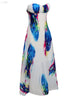 Women's Sexy Wrap-around Sleeveless Off-Shoulder Gathered Digital Floral Printed Floor-Length Dress for Party