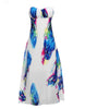 Women's Sexy Wrap-around Sleeveless Off-Shoulder Gathered Digital Floral Printed Floor-Length Dress for Party