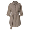 Women's Shirt Button Mini Dress Elegant Blouses For Women Autum Long Sleeve Ol Belt Work Plain Shirt Pocket Dress Blusas Mujer