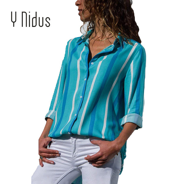 Women's Shirt Chiffon Befree Blouse 2022 Casual Cuffed Long Sleeve V Neck Button up Color Block Stripes Tops blusas feminina