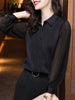 Women's Shirt Spring Autumn Elegant Folds Lantern Long Sleeve Blouse Office Lady Solid Turn-down Collar Tops Ladies