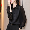 Women's Shirt Spring Autumn Elegant Folds Lantern Long Sleeve Blouse Office Lady Solid Turn-down Collar Tops Ladies