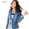 Women's Short Bomber Denim Jacket Blazer Korean Style Spring Autumn Female Blue Slim Jean Jacket Coat Woman Cow Jeans Outerwear