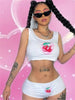 Women's Shorts and Cropped Sets Y2k Ins Cherry Print and Mini Pants Female Bodycon Underwear Kawaii 2PCS Alt Clothes