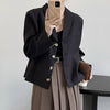 Women's Single Breasted Crop Blazer Casual Long Sleeve Coat for Office