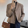 Women's Single Breasted Crop Blazer Casual Long Sleeve Coat for Office