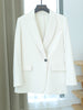 Women's Single Button Long Sleeves Blazer 2023 Autumn Classic Ladies Solid Color Straight Suit Jacket with Pockets