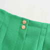Women's Skirt Suit 2022 Za Office Short Green Blazer+High waist Mini Skirts Two Piece Set Casual Jacket Buttons Chic