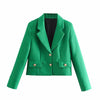 Women's Skirt Suit 2022 Za Office Short Green Blazer+High waist Mini Skirts Two Piece Set Casual Jacket Buttons Chic