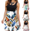 Women's Sleeveless Round Neck Digital Printing Stitching A-Line Dresses Summer  Ladies Tank Dress Платья Для Женщин 2022