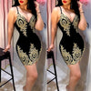 Women's Slim Print  Sling Spaghetti Bodycon Lace Strappy Ladies Evening Party Mini Short Dress Size S-XL V Neck