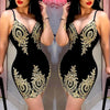Women's Slim Print  Sling Spaghetti Bodycon Lace Strappy Ladies Evening Party Mini Short Dress Size S-XL V Neck