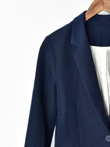 Women's Solid Color Suit Coat Single Button Loose 2023 Spring Office Lady Blazer with Pockets