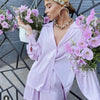 Women's Spring Autumn Satin Streetwear Two Piece Set Long Sleeve Shirt +Shorts Outfits Female Solid Color Shorts Suit