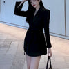 Women's Spring Jackets 2023 Elegant White Black Office Wear with Belt Suit Blazer Coat Long Sleeve Ladies Blazer Dress for Women