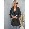 Women's Spring and Autumn Blazer Coat 2023 Temperament Lapel Slim Belt Mid-length Khaki White Clothes N918