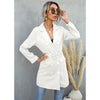 Women's Spring and Autumn Blazer Coat 2023 Temperament Lapel Slim Belt Mid-length Khaki White Clothes N918