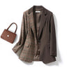 Women's Stitching Plaid Blazer One Button Retro Long Sleeve Top Spring and Autumn Women's Clothing