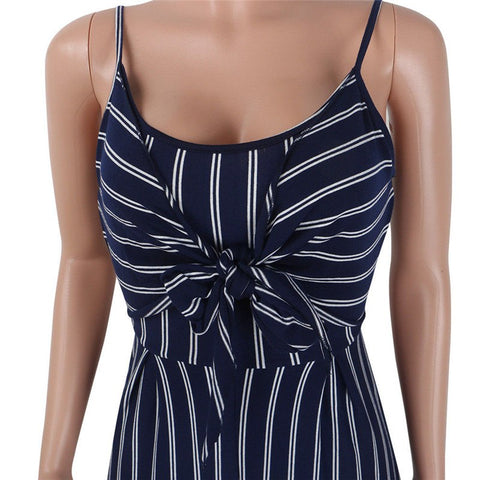 Women's Striped Suspenders Playsuit Clubwear Fashion Backless Bodysuit Party Jumpsuit 2022 Ladies Chiffon Long Jumpsuit Trousers