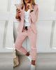 Women's Suit 2-piece Jacket + Pants 2023 Spring Casual Turn-down Collar Office Lady Long Sleeve Blazer Sets