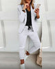 Women's Suit 2-piece Jacket + Pants 2023 Spring Casual Turn-down Collar Office Lady Long Sleeve Blazer Sets
