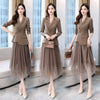 Women's Suit Blazer Jacket Asymmetrical Mesh Skirt Two Piece Sets Belt Elegant Women Coat Casual Office Lady Skirt Suits Set