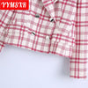 Women's Suit Female Jacket Plaid Double-breasted Temperament All-match Clothes Elegant Slim Casual Top 2022