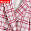Women's Suit Female Jacket Plaid Double-breasted Temperament All-match Clothes Elegant Slim Casual Top 2022