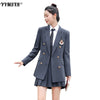 Women's Suit  Skirt Suit Two-piece Sets 2022 Autumn and Winter Pure Color Elegant Business Uniform School Uniform