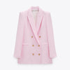 Women's Suit Jacket 2023 Spring Autumn Chic Buttons Sweet Casual Top Coat Korean Elegant Office White Pink Blazers