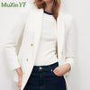 Women's Suit Jacket 2023 Spring Autumn Chic Buttons Sweet Casual Top Coat Korean Elegant Office White Pink Blazers