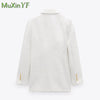 Women's Suit Jacket 2023 Spring Autumn Chic Buttons Sweet Casual Top Coat Korean Elegant Office White Pink Blazers