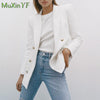 Women's Suit Jacket 2023 Spring Autumn Chic Buttons Sweet Casual Top Coat Korean Elegant Office White Pink Blazers