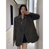 Women's Suit Jacket Korean Office Women Long Sleeve Top Loose  Black Suit Coat   New
