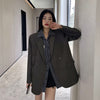 Women's Suit Jacket Korean Office Women Long Sleeve Top Loose  Black Suit Coat   New