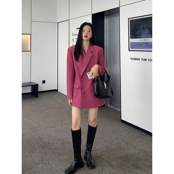 Women's Suit Jacket Korean Office Women Long Sleeve Top Loose  Black Suit Coat   New