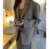 Women's Suit Jacket Women's All-Matching Loose Casual Coffee Color Suit Jacket office lady  blazer women
