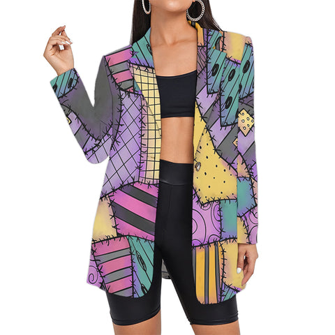 Women's Suit Patchwork Pattern Blazers Clothes Oversized Floral Suits  Halloween Print Jacket Long Custom Clothing Lady