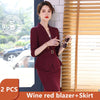 Women's Suit With Skirt Office Ladies White Wine Red blazer Skirts Sets Elegant Female Two pieces Business Office Suit Work Wear