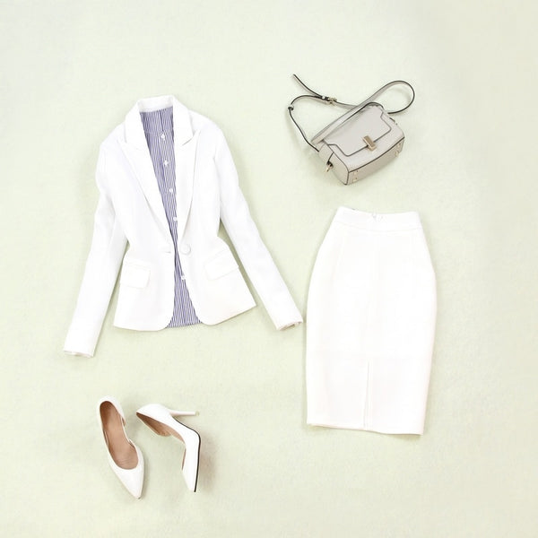 Women's Suits 2022 Summer Women's Large Size Single Buckle White Small Suit Jacket Slim Bag Hip Split Skirt Two-piece Suit