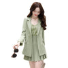 Women's Suits Autumn Winter High-end Slim Double-breasted Workwear Elastic Waist Temperament Skirt Set Two-piece Wild Women